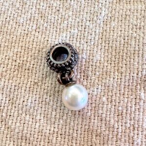 Sterling Silver Pandora ALE Dangle Pearl Charm